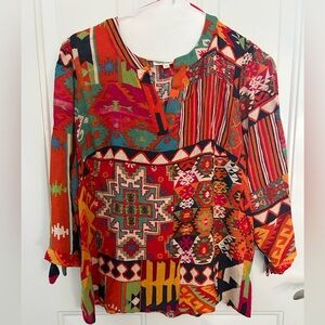 Christian Siriano Colorful Geometric Aztec Blouse Size 1X